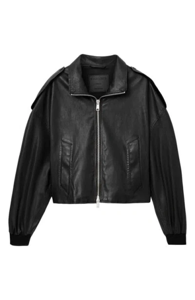 Allsaints Leather Lowden Leather Jacket In Black