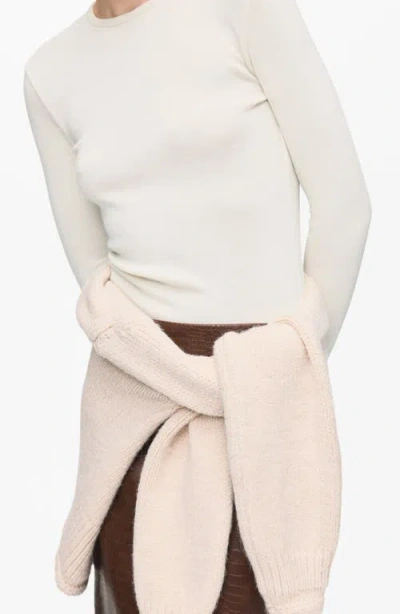 Mango Crewneck Top In Neutral