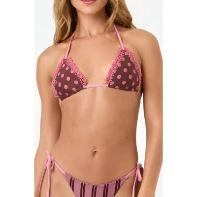 L*space Lspace Samba Embroidered Trim Bikini Top In Brown