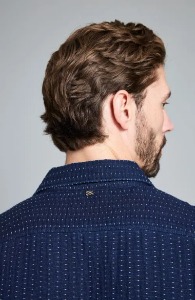 Billy Reid Pin Dot Dobby Two Pocket Overshirt Carbon Blue