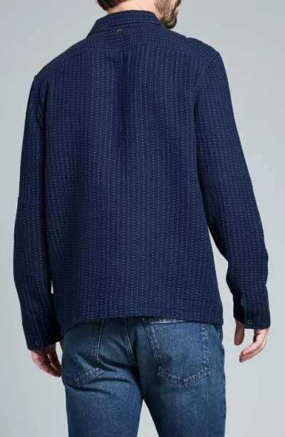 Billy Reid Pin Dot Dobby Two Pocket Overshirt Carbon Blue