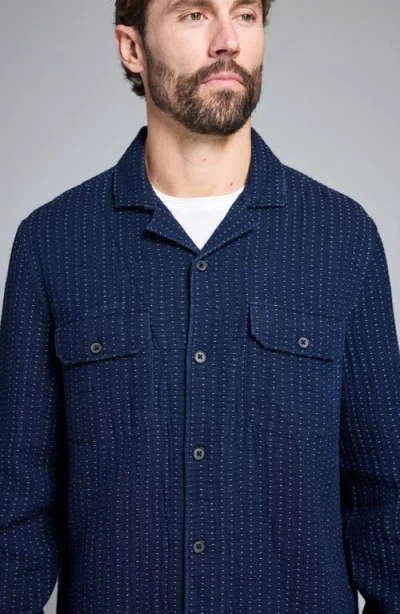 Billy Reid Pin Dot Dobby Two Pocket Overshirt Carbon Blue