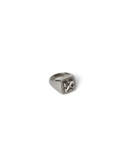 Off-white Arrow Textured Ring In Metallic