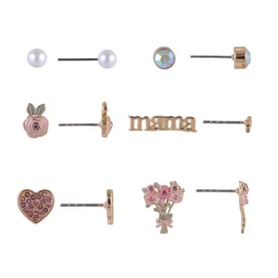 Hallmark 6 Pair Stud Earring Set In Gold