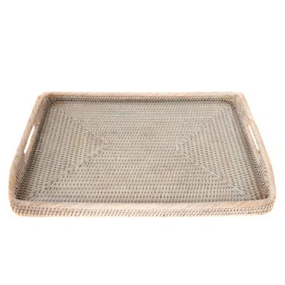 Artifacts Trading Company ™ Artifacts Rattan Rectangular Tray With Glass Insert In Neutral