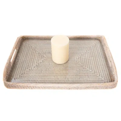 Artifacts Trading Company ™ Artifacts Rattan Rectangular Tray With Glass Insert In Neutral