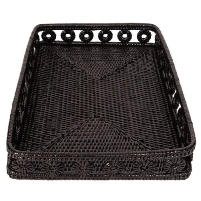 Artifacts Trading Company ™ Artifacts Rattan Inna Design Rectangular Tray In Black