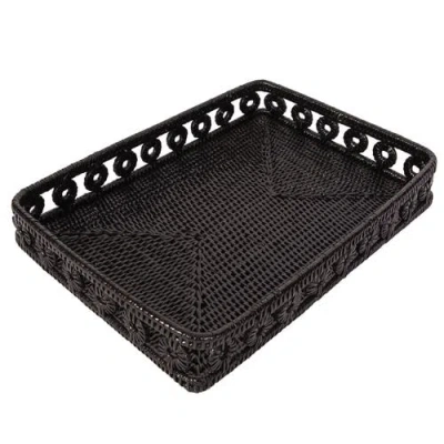 Artifacts Trading Company ™ Artifacts Rattan Inna Design Rectangular Tray In Black