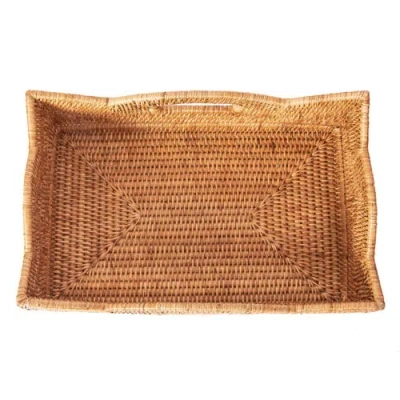 Artifacts Trading Company ™ Artifacts Rattan Rectangular Scalloped Shelf Basket In Brown