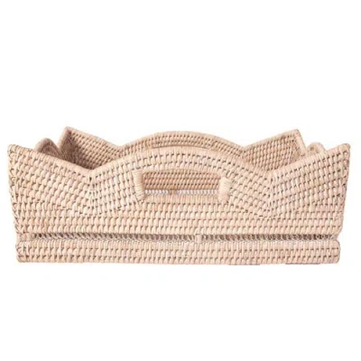 Artifacts Trading Company ™ Artifacts Rattan Rectangular Scalloped Shelf Basket In Nude