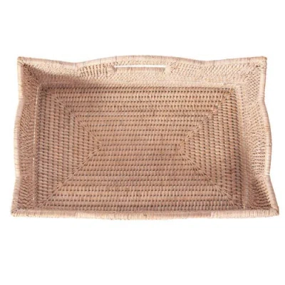 Artifacts Trading Company ™ Artifacts Rattan Rectangular Scalloped Shelf Basket In Nude