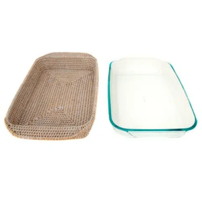 Artifacts Trading Company ™ Artifacts Rattan Rectangular Baker Basket With Pyrex In Neutral