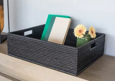Artifacts Trading Company ™ Artifacts Rattan Rectangular Storage Basket In Black