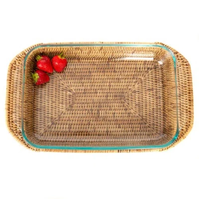 Artifacts Trading Company ™ Artifacts Rattan Rectangular Baker Basket With Pyrex In Brown