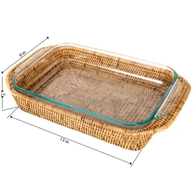 Artifacts Trading Company ™ Artifacts Rattan Rectangular Baker Basket With Pyrex In Brown