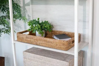 Artifacts Trading Company ™ Artifacts Rattan Rectangular Tray With Rounded Corners In Brown