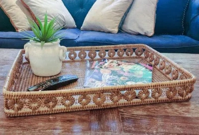 Artifacts Trading Company ™ Artifacts Rattan Inna Design Rectangular Tray In Brown
