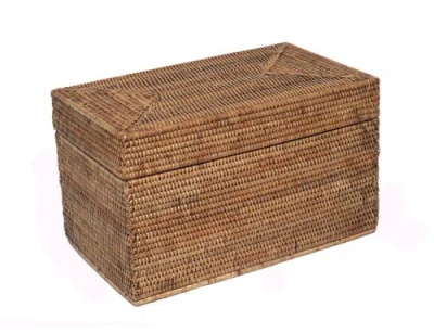 Artifacts Trading Company ™ Artifacts Rattan Rectangular Hinged Chest/trunk In Brown