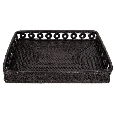Artifacts Trading Company ™ Artifacts Rattan Inna Design Rectangular Tray In Black