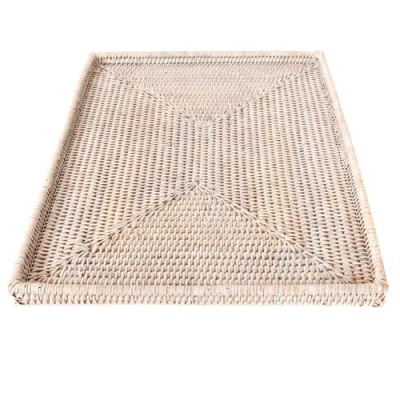 Artifacts Trading Company ™ Artifacts Rattan Rectangular Flat Tray In Pink
