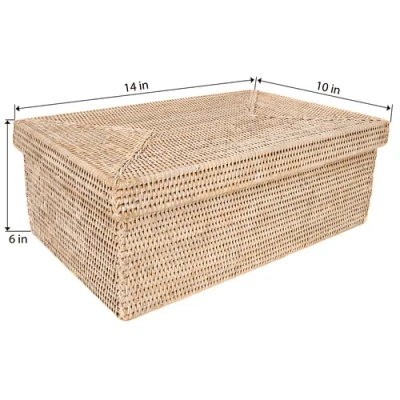Artifacts Trading Company ™ Artifacts Rattan Rectangular Storage Box With Lid In Neutral