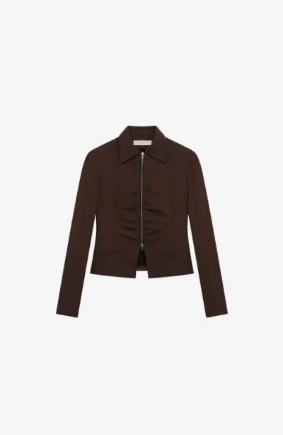 Iro Helvina Long Sleeve Tailored Blazer Jacket In Brown