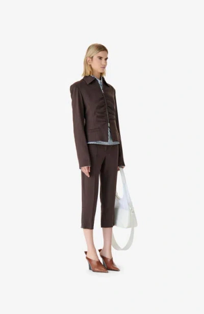 Iro Helvina Long Sleeve Tailored Blazer Jacket In Brown