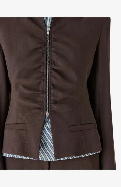 Iro Helvina Long Sleeve Tailored Blazer Jacket In Brown