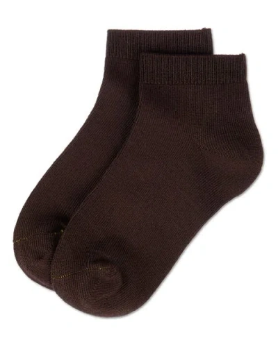 Memoi Basic Silky-soft Gauge Ankle Sock In Brown
