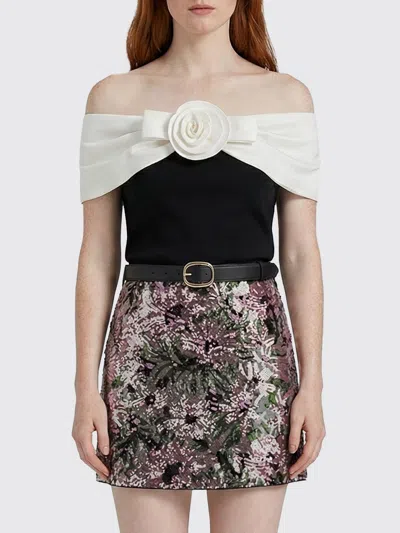 Self-portrait Crepe Off-shoulder Top In Black