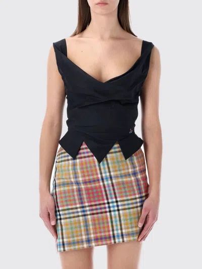 Vivienne Westwood Sleeveless Draped Top Asymmetric Hem Design In Black