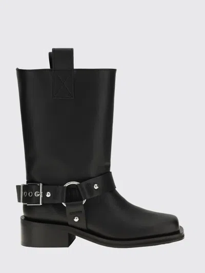 Ganni Mid Calf Recycled Leather Biker Boots In Black