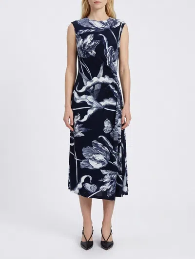 Erdem Floral-print Draped Sleeveless Midi Dress In Green