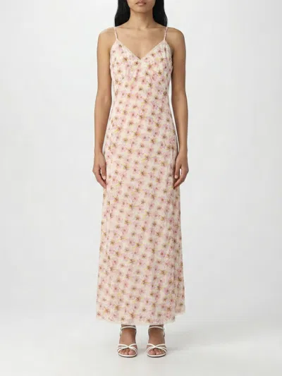 Zadig & Voltaire Ramelil Mirror Flowers Lace Trim Crepe Slipdress In Neutral