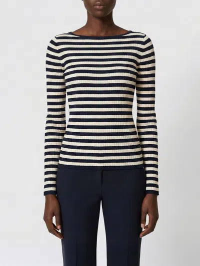Twinset Striped Flared-sleeve Knitted Sweater In Multi