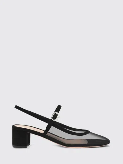 Gianvito Rossi Piper Suede-trimmed Mesh Slingback Pumps In Black