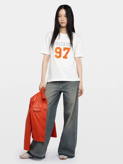 Zadig & Voltaire Boo Flocked Rhinestone T-shirt In White