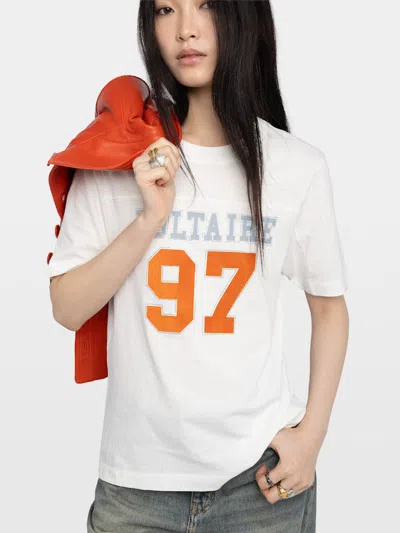 Zadig & Voltaire Boo Flocked Rhinestone T-shirt In White