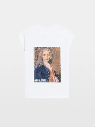 Zadig & Voltaire Cloex Crystal Embellished Voltaire T-shirt In White