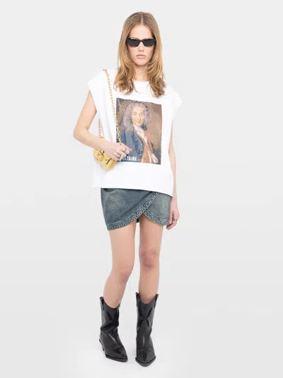 Zadig & Voltaire Cloex Crystal Embellished Voltaire T-shirt In White