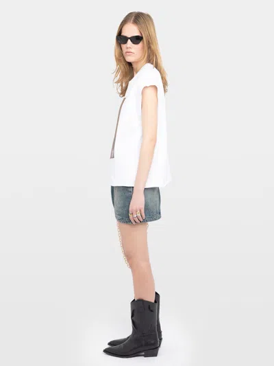 Zadig & Voltaire Cloex Crystal Embellished Voltaire T-shirt In White