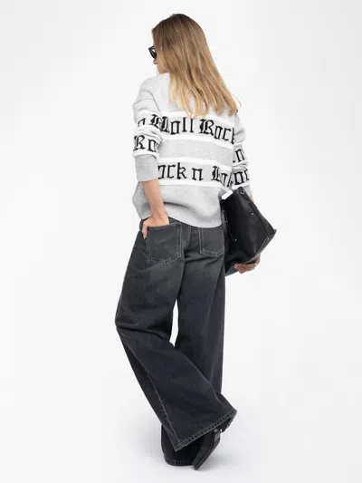 Zadig & Voltaire Womens Light Grey Mirkaz Jacquard-pattern Wool And Cashmere Blend Cardigan In Gray