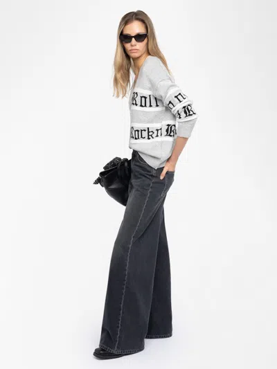 Zadig & Voltaire Womens Light Grey Mirkaz Jacquard-pattern Wool And Cashmere Blend Cardigan In Gray