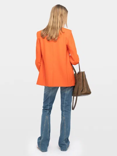 Zadig & Voltaire Womens Tangerine Vanille Single-breasted Woven Blazer In Orange