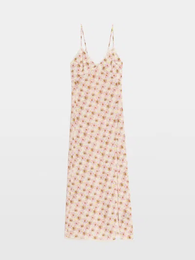 Zadig & Voltaire Ramelil Mirror Flowers Lace Trim Crepe Slipdress In Neutral