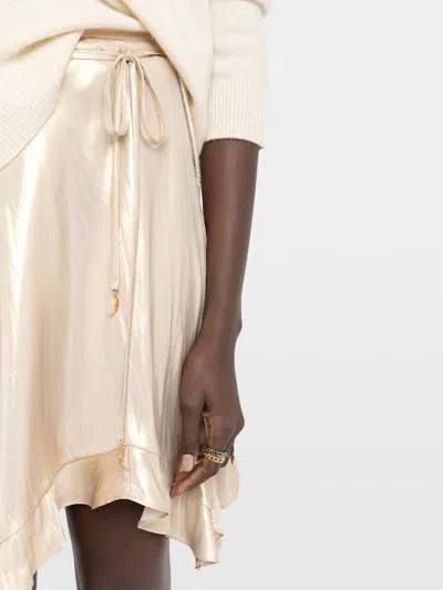 Zadig & Voltaire Womens Gold Jetos Asymmetric-hem Satin Mini Skirt In White