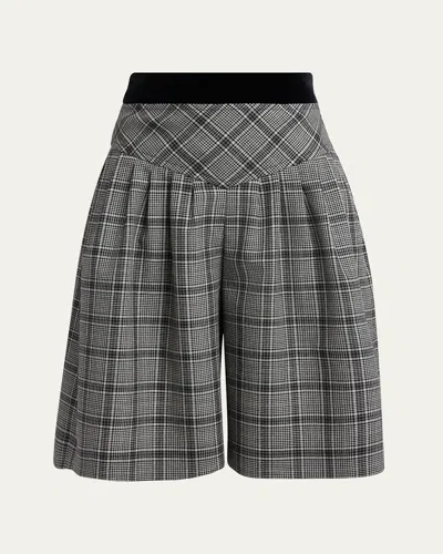 Valentino Check Wool Bermuda Shorts In Gray