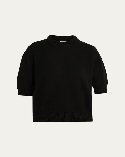 Khaite Davin Short Sleeve Cashmere Sweater In Black