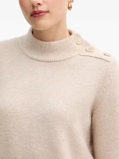 Marc Aurel Button Roll-neck Sweater In Neutral