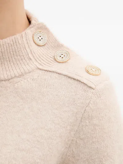 Marc Aurel Button Roll-neck Sweater In Neutral